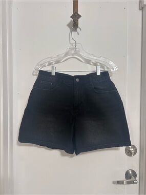 High-Rise Black Denim Jean Shorts - Women's